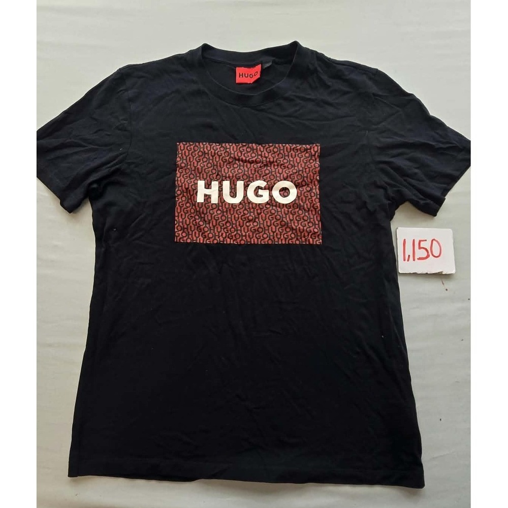 Hugo Boss Hugo Mens Black Cotton Graphic Box Logo T-Shirt Short Sleeve Tee